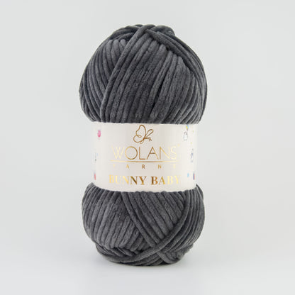 Wolans Bunny Baby chenille garen kleur anthracit grey 10076