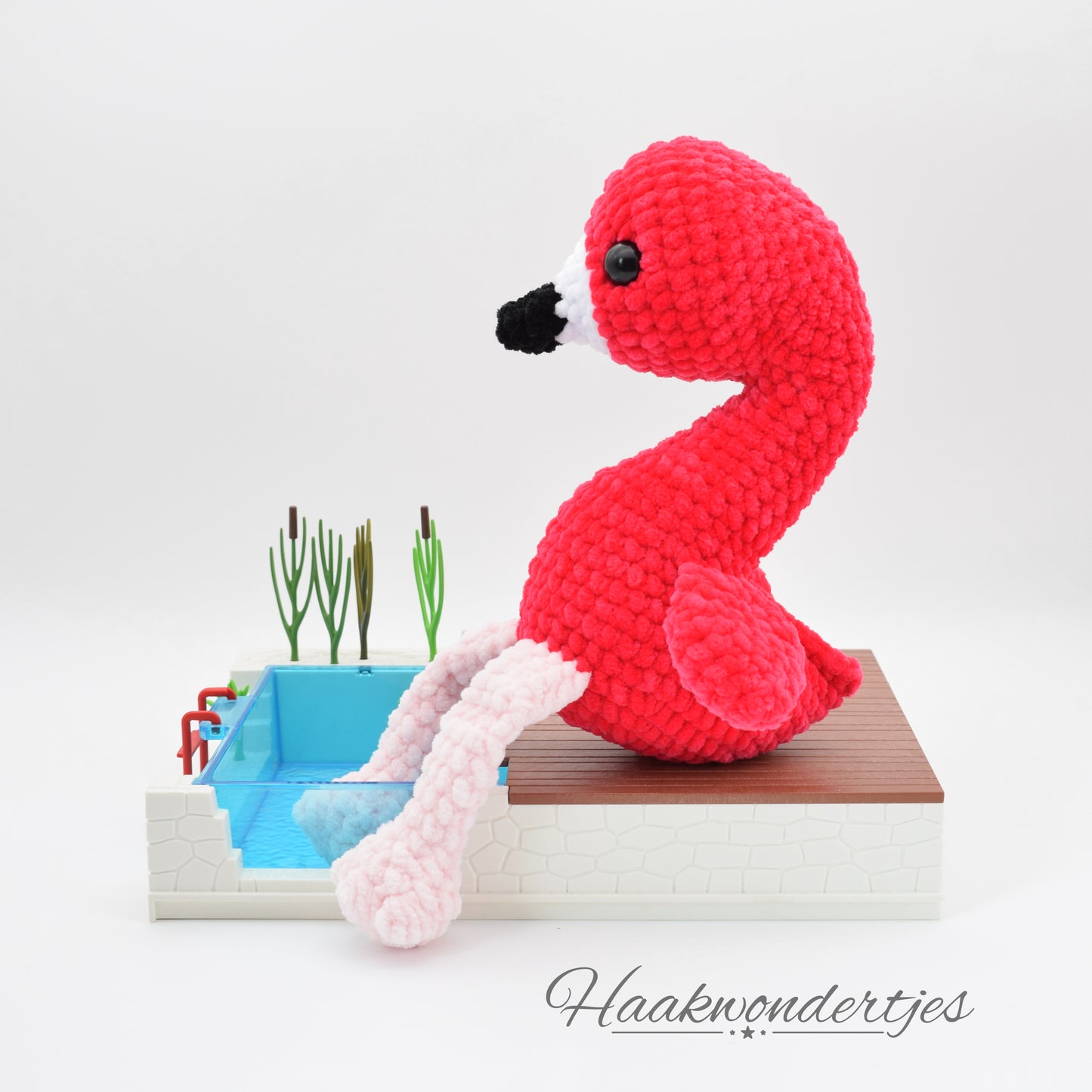 Gehaakte flamingo met Wolans Bunny Baby garen