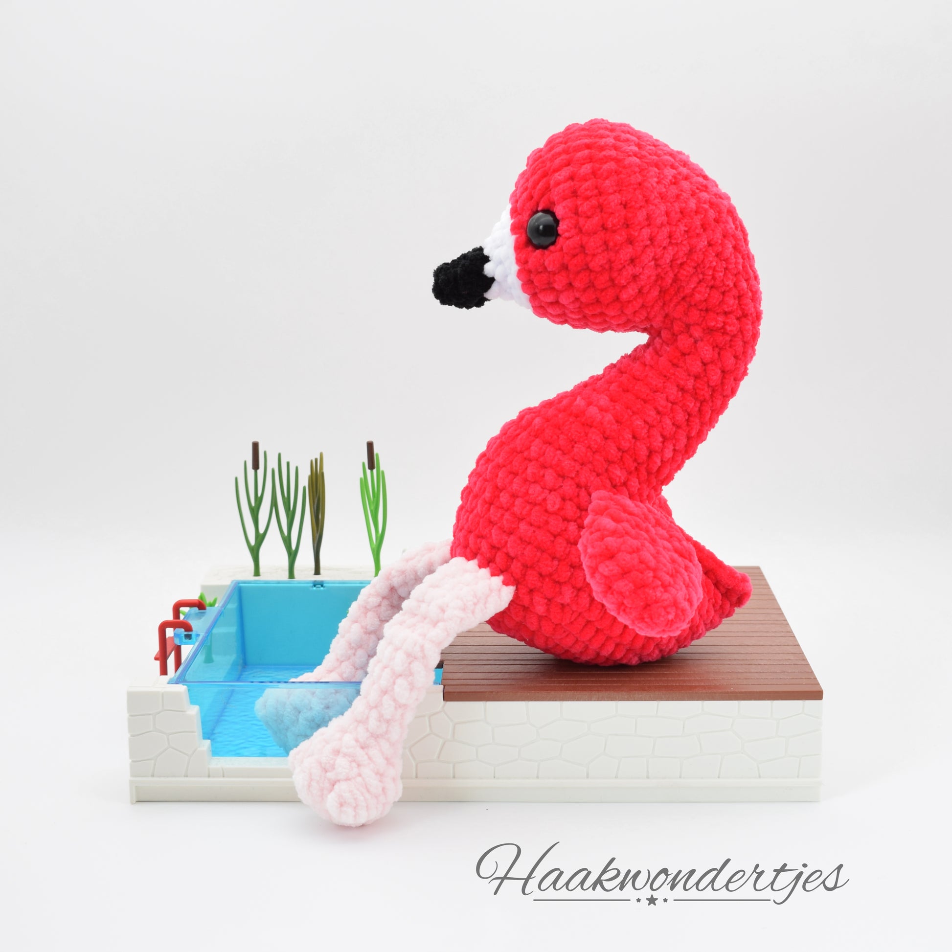Gehaakte flamingo met Wolans Bunny Baby garen
