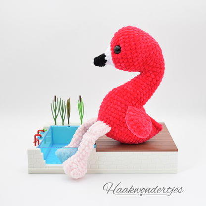 Gehaakte flamingo met Wolans Bunny Baby garen