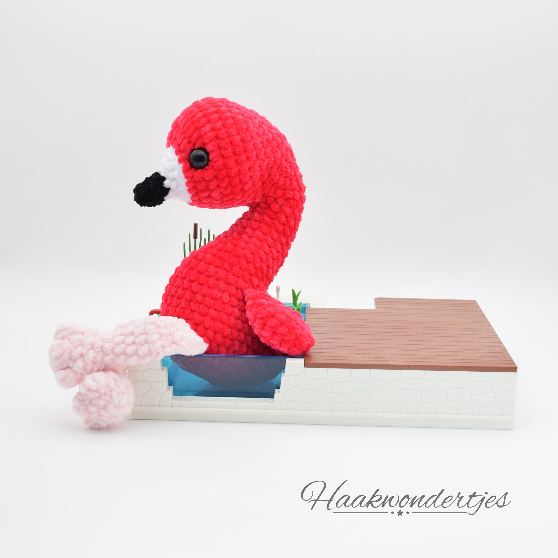 Gehaakte flamingo met Wolans Bunny Baby garen