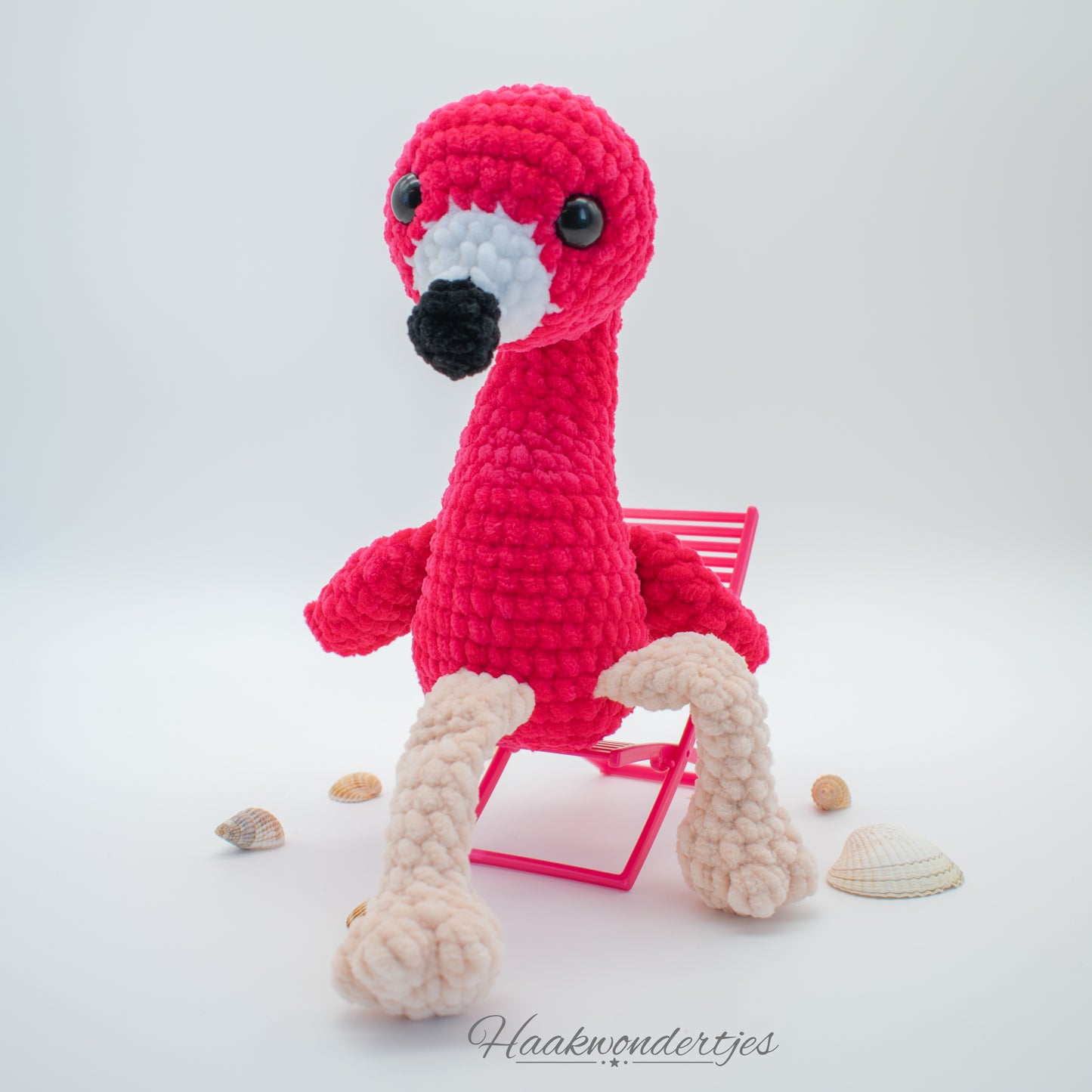 Gehaakte flamingo met Wolans Bunny Baby garen