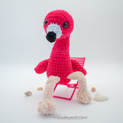 Gehaakte flamingo met Wolans Bunny Baby garen