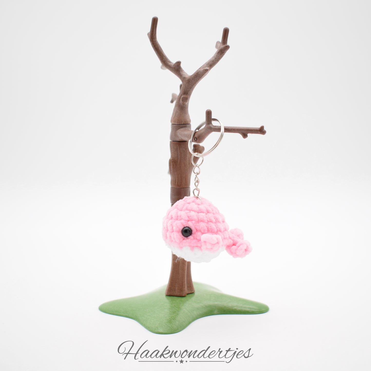 Roze gehaakte walvissleutelhanger