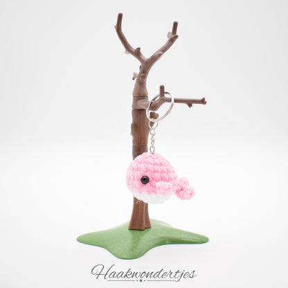 Roze gehaakte walvissleutelhanger